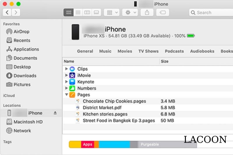 Using the Finder on a Mac, you may access iPhone files.